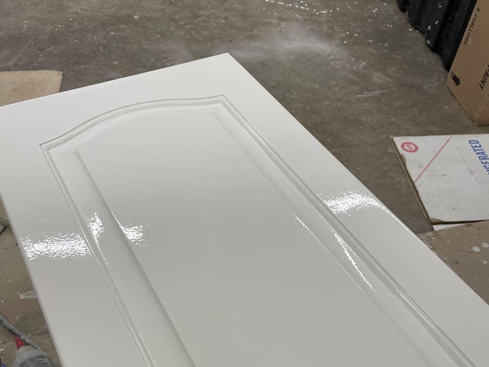 A finished cabinet door, smooth and even